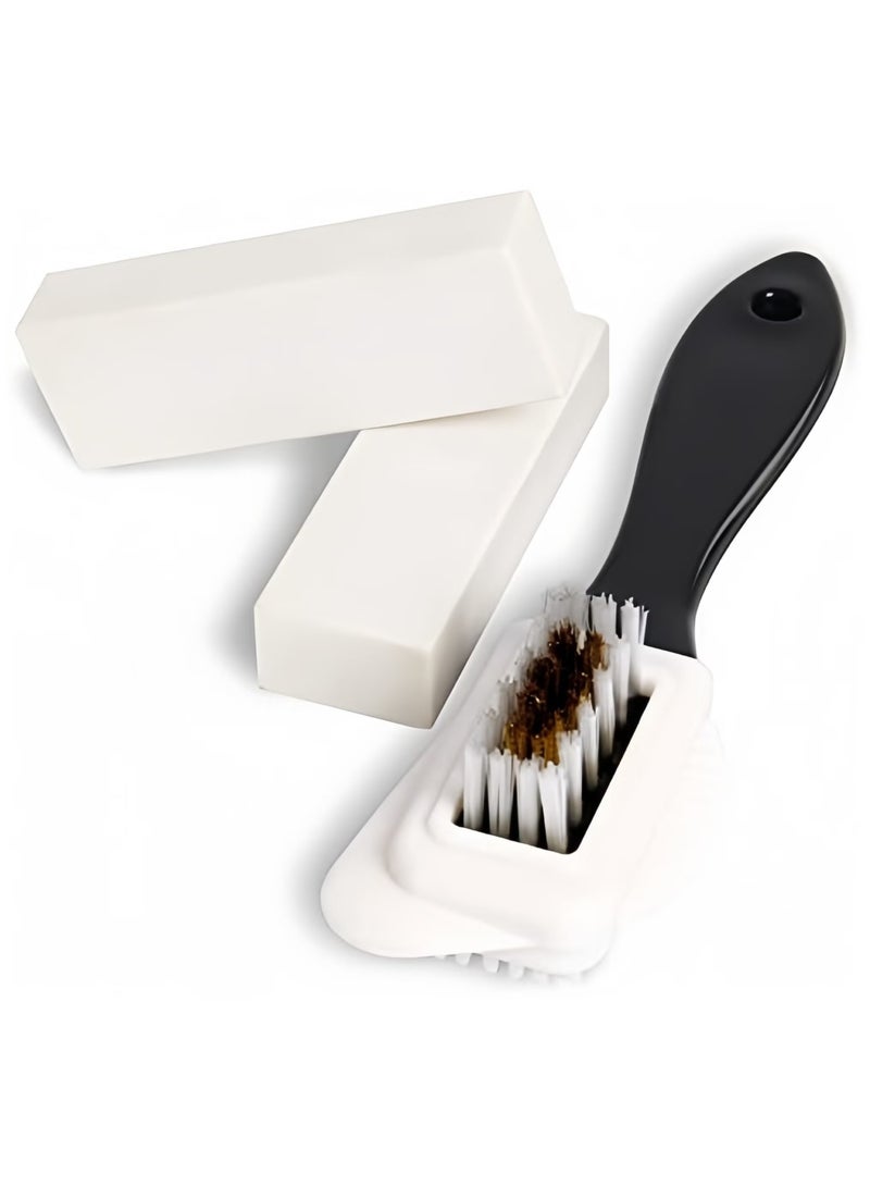 عربست مجموعة تنظيف أحذية جلد مدبوغ احترافية، فرشاة تنظيف رباعية الاتجاهات للجلد المدبوغ والنوبوك مع ممحاتين إضافيتين، للأحذية الطويلة - Image 1